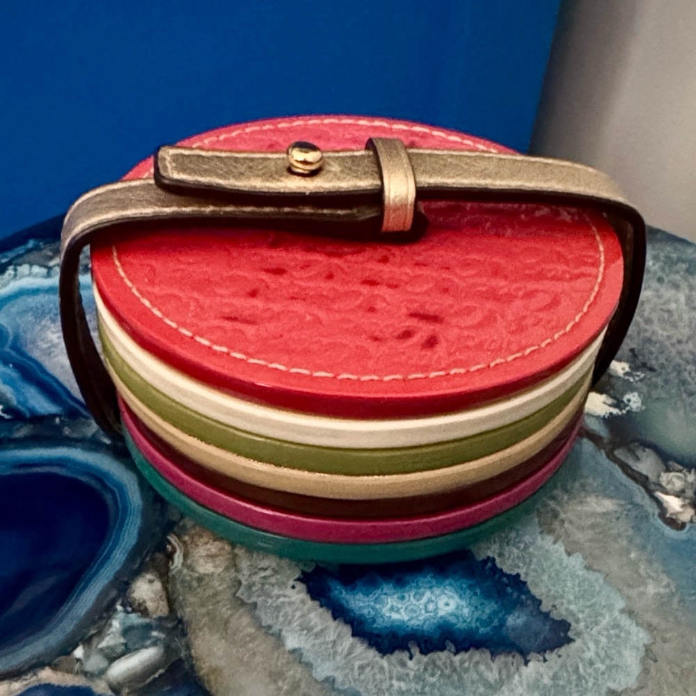 Coach Leather Coaster Set